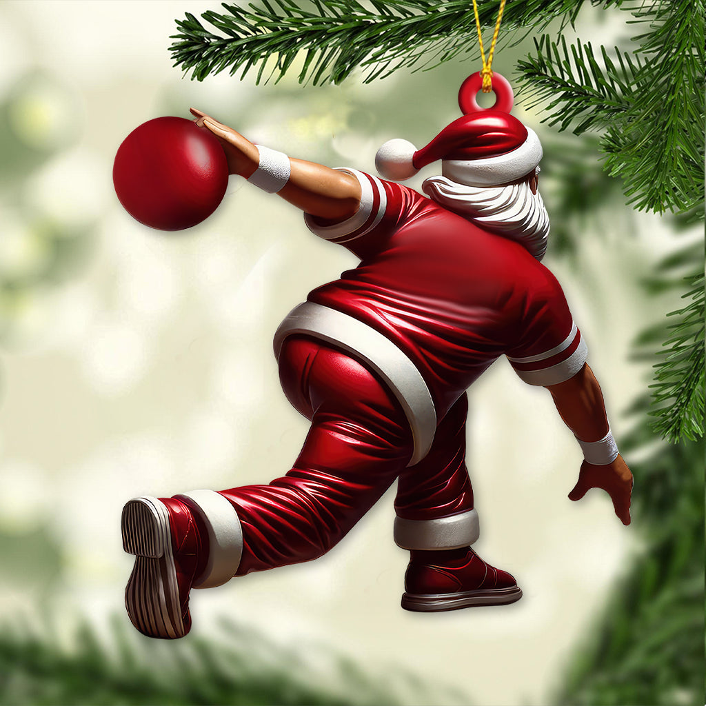 Custom Name Bowling Santa Ornament, Bowling Lover Christmas Gift