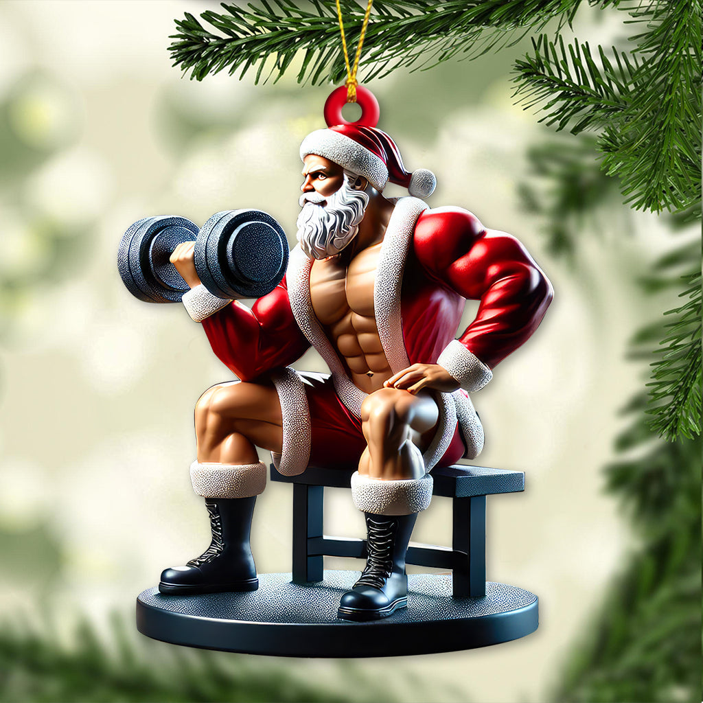 Custom Name Santa Gym Ornament, Gymnastics Christmas Gift