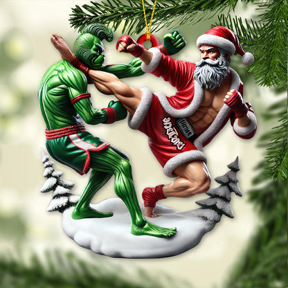 Custom Name Muay Thai Santa Ornament, Christmas Gift for Muay Thai Lover