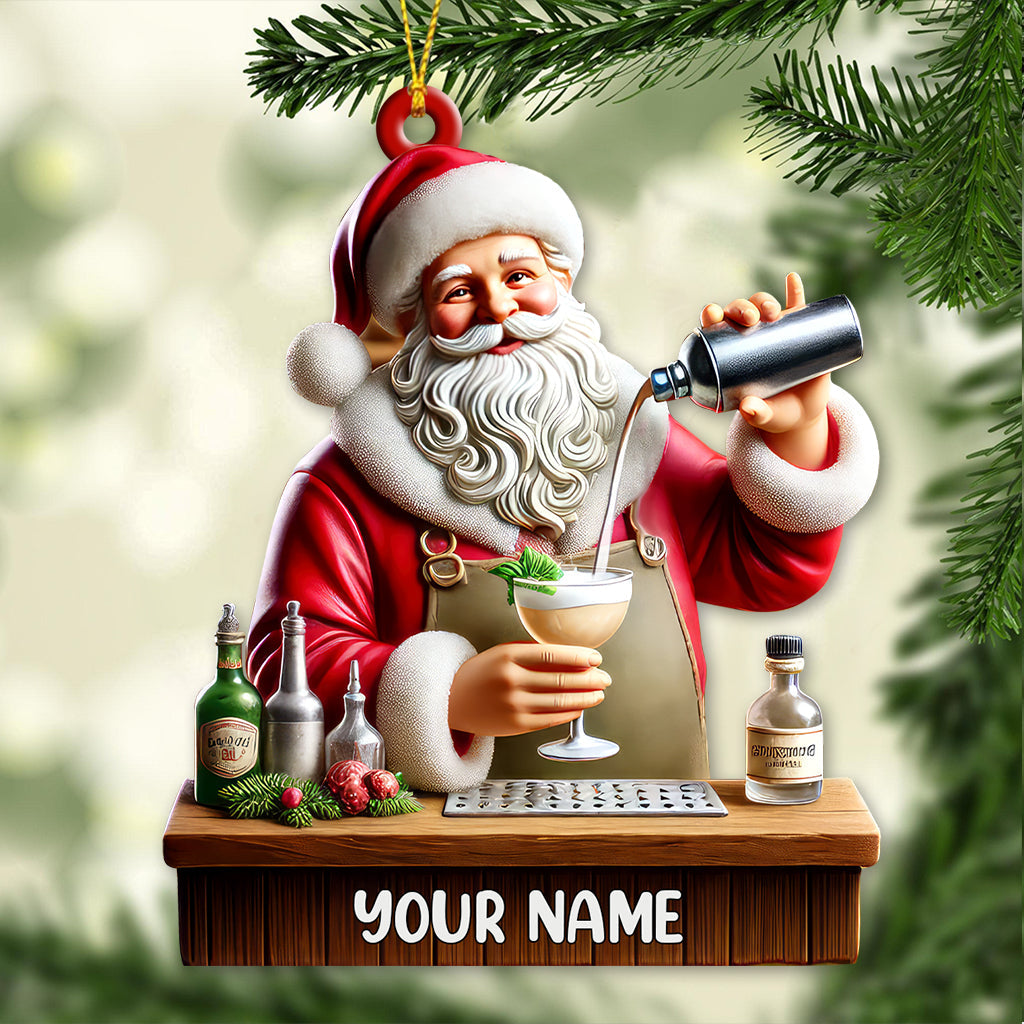 Custom Name Santa Bartender Ornament, Home Decor Christmas Gift