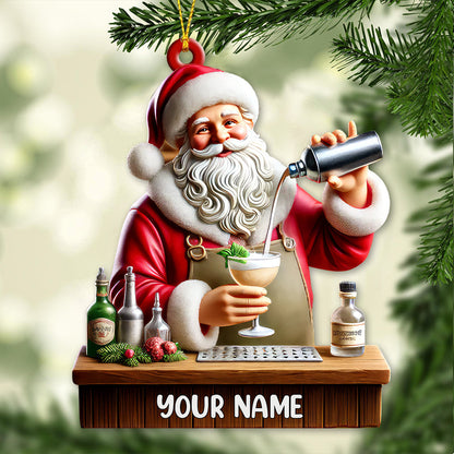 Custom Name Santa Bartender Ornament, Home Decor Christmas Gift