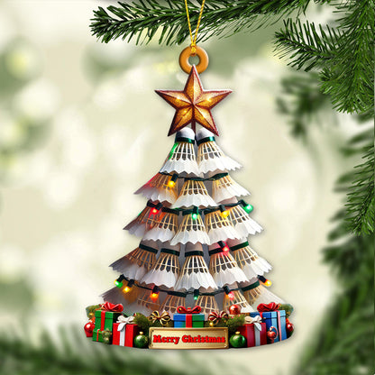 Custom Name Badminton Christmas Tree Ornament, Badminton Lover Christmas Gift
