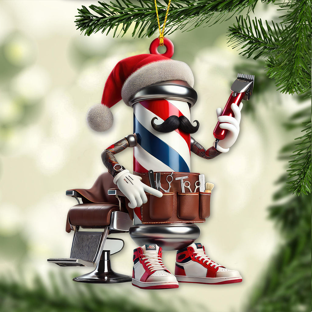 Custom Name Barber Ornament, Christmas Decoration for Barber Shop
