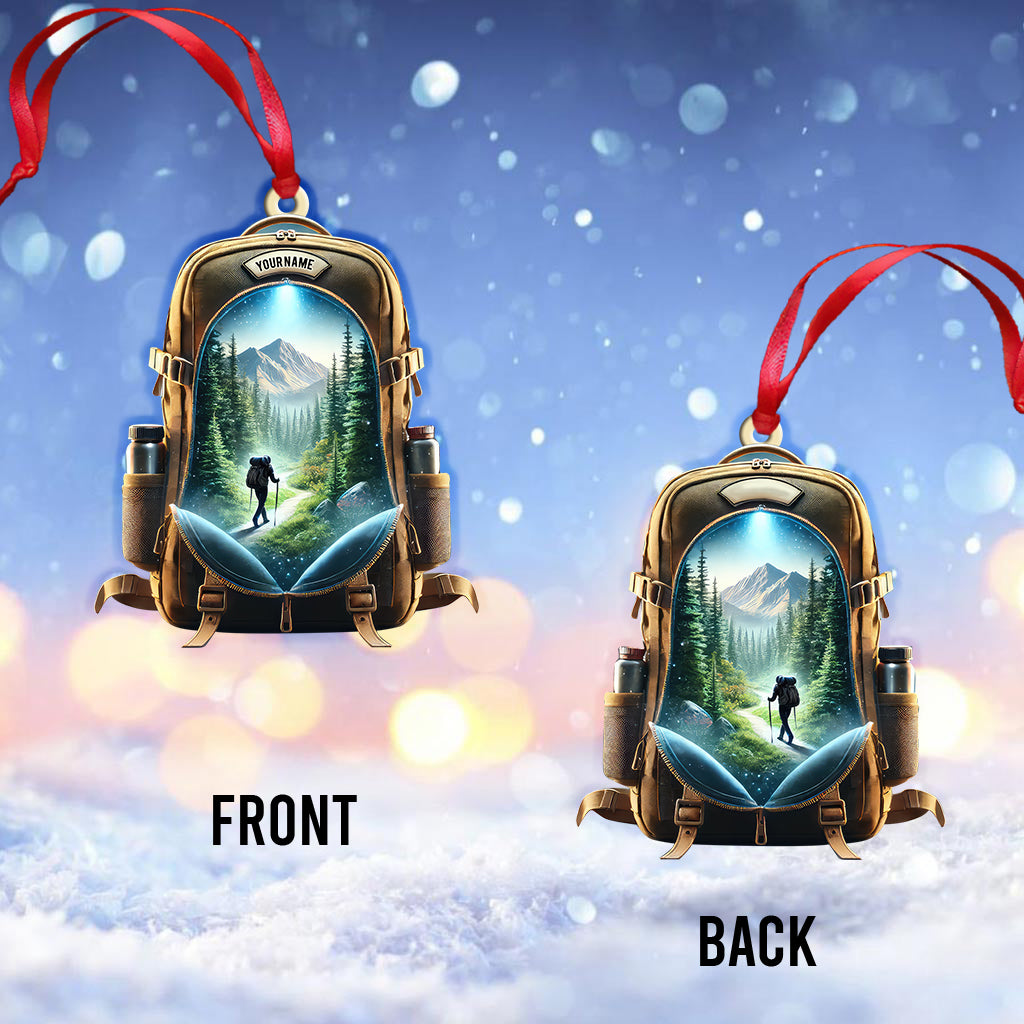 Custom Name Hiking Christmas Ornament, Christmas Gift for Hiking Lover