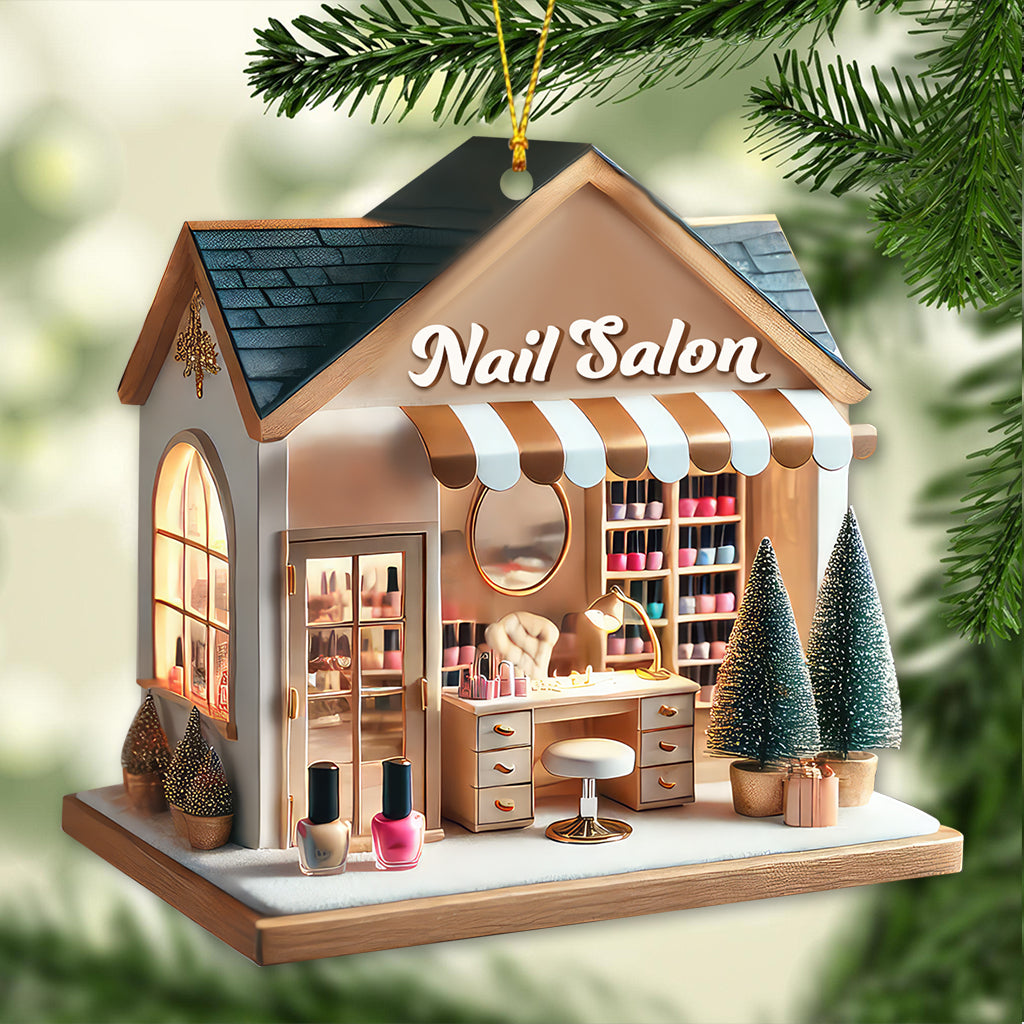 Custom Name Nail Salon Ornament, Nail Salon Christmas Decoration