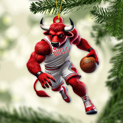 Custom Name Basketball Bulls Team Ornament, Basketball Team Christmas Gift