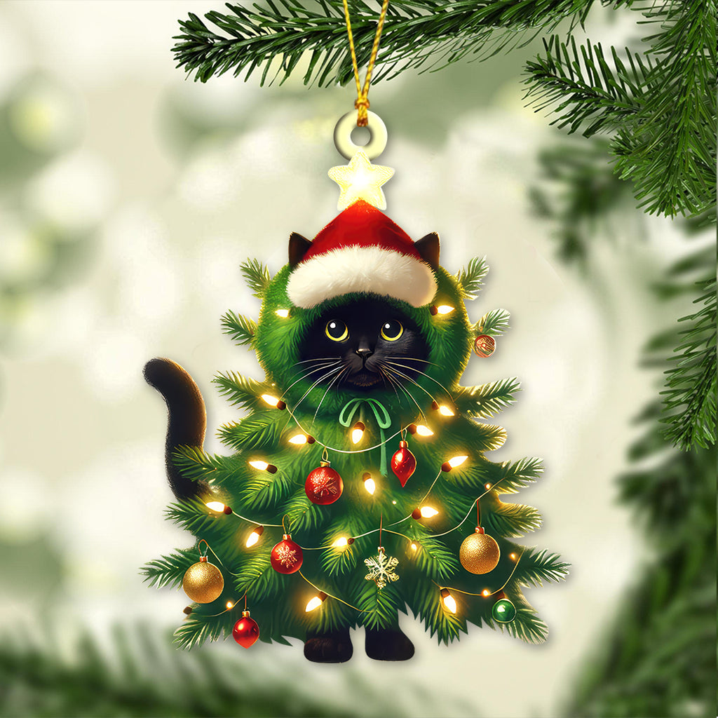 Custom Name Cat Christmas Tree Ornament, Cat Christmas Gift