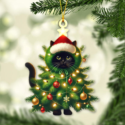 Custom Name Cat Christmas Tree Ornament, Cat Christmas Gift
