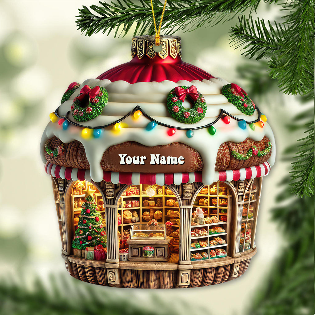 Custom Name Bakery Store Ornament, Bakery Store Christmas Decoration