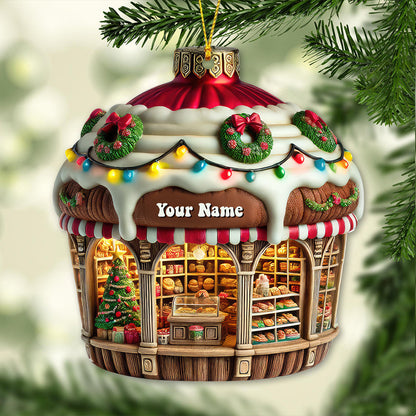 Custom Name Bakery Store Ornament, Bakery Store Christmas Decoration