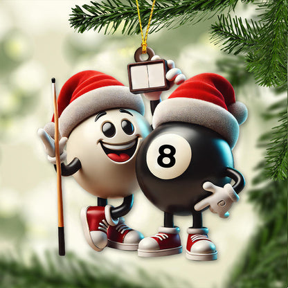 Custom Name Billiard Couple Ornament, Billiard Lover Christmas Gift