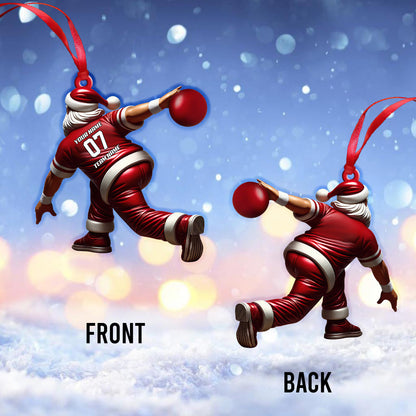 Custom Name Bowling Santa Ornament, Bowling Lover Christmas Gift