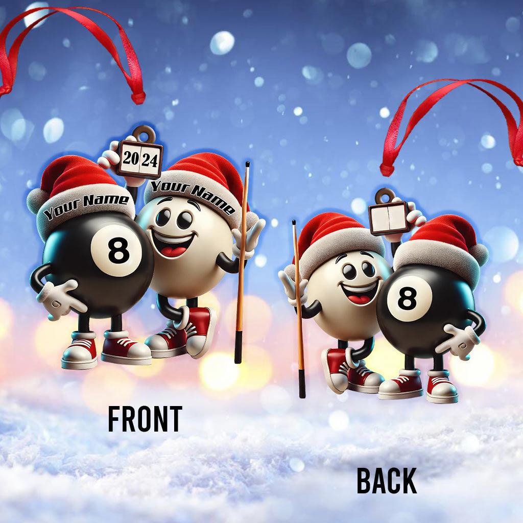 Custom Name Billiard Couple Ornament, Billiard Lover Christmas Gift