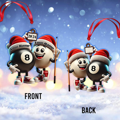 Custom Name Billiard Couple Ornament, Billiard Lover Christmas Gift