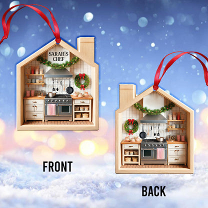 Custom Name Chef Kitchen Ornament, Chef Kitchen Christmas Decoration