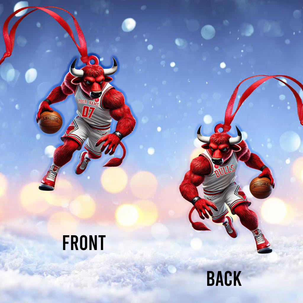 Custom Name Basketball Bulls Team Ornament, Basketball Team Christmas Gift