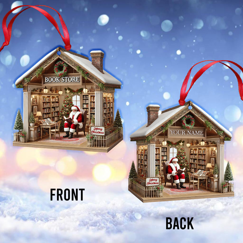 Custom Name Book Store Ornament, Book Lover Christmas Gift