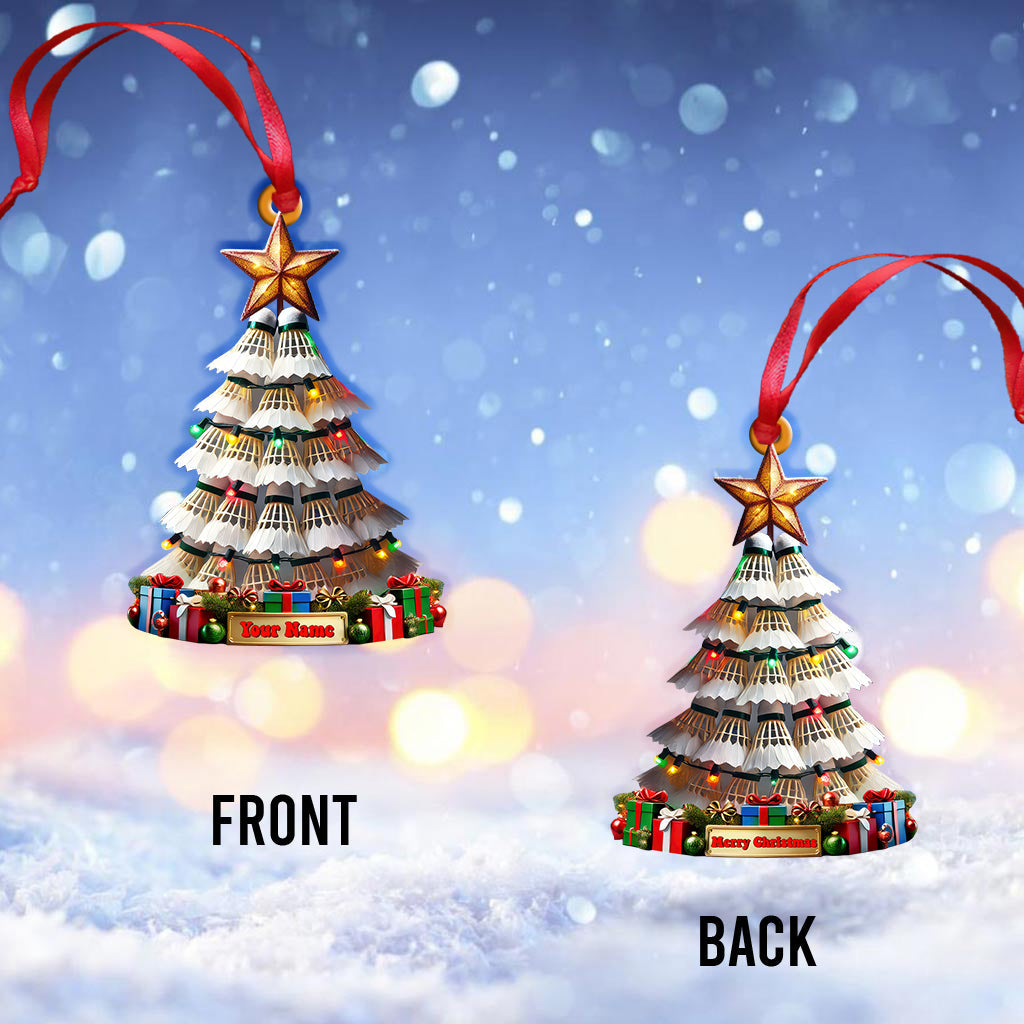 Custom Name Badminton Christmas Tree Ornament, Badminton Lover Christmas Gift
