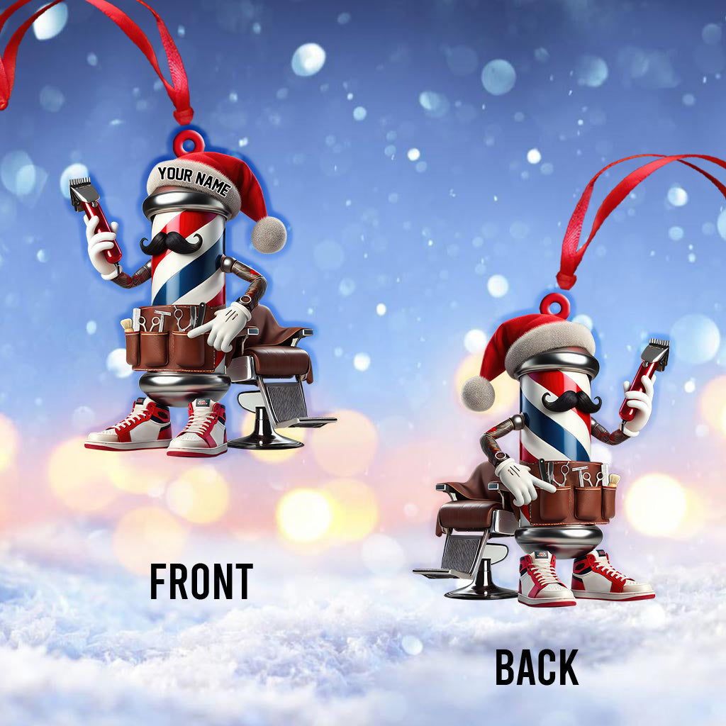 Custom Name Barber Ornament, Christmas Decoration for Barber Shop