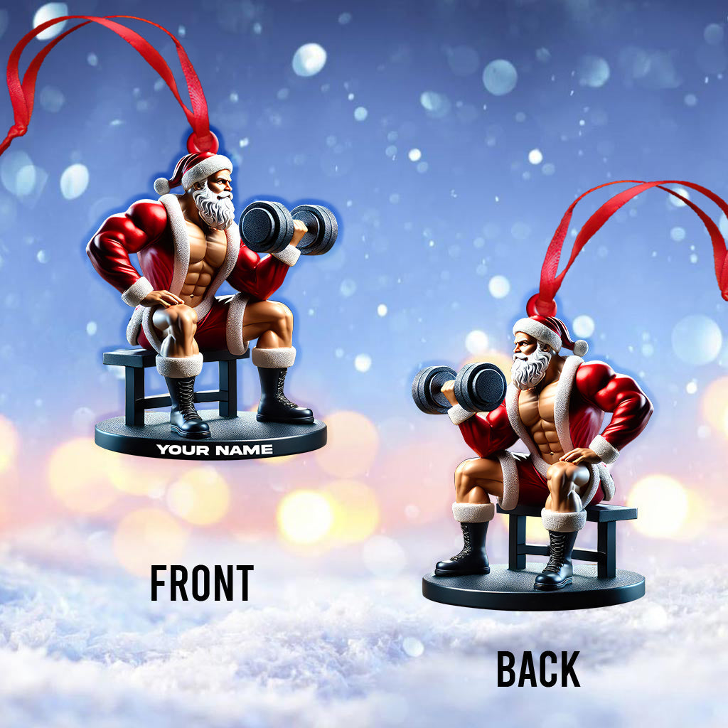 Custom Name Santa Gym Ornament, Gymnastics Christmas Gift