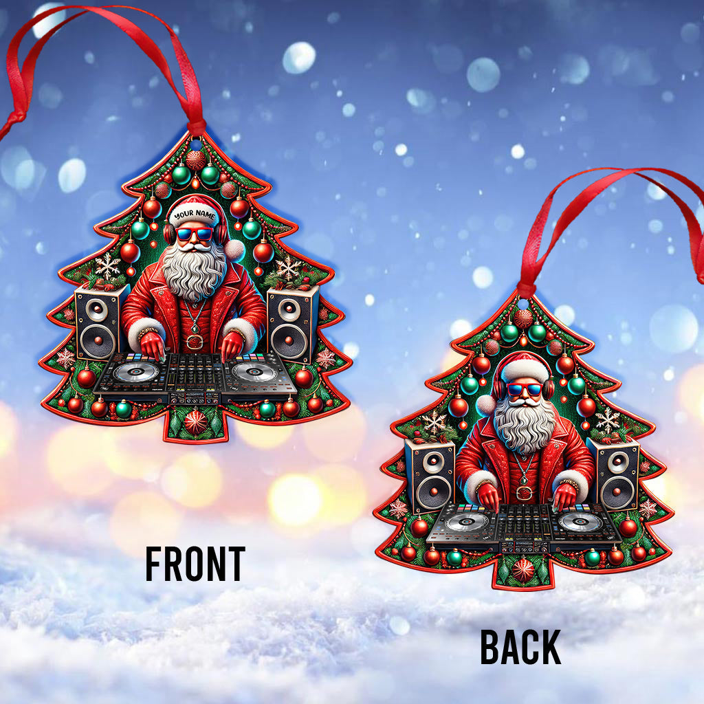 Custom Name Disc Jockey Santa Ornament, DJ Christmas Gift