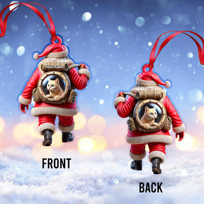 Custom Name Santa and Pet Ornament, Pet Lover Christmas Gift