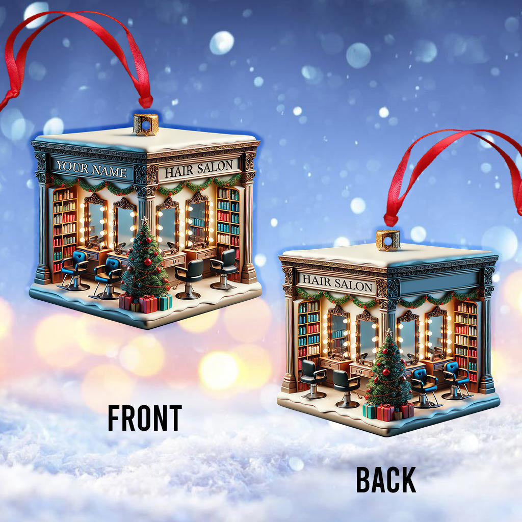 Custom Name Hair Salon Ornament, Hair Salon Christmas Decoration