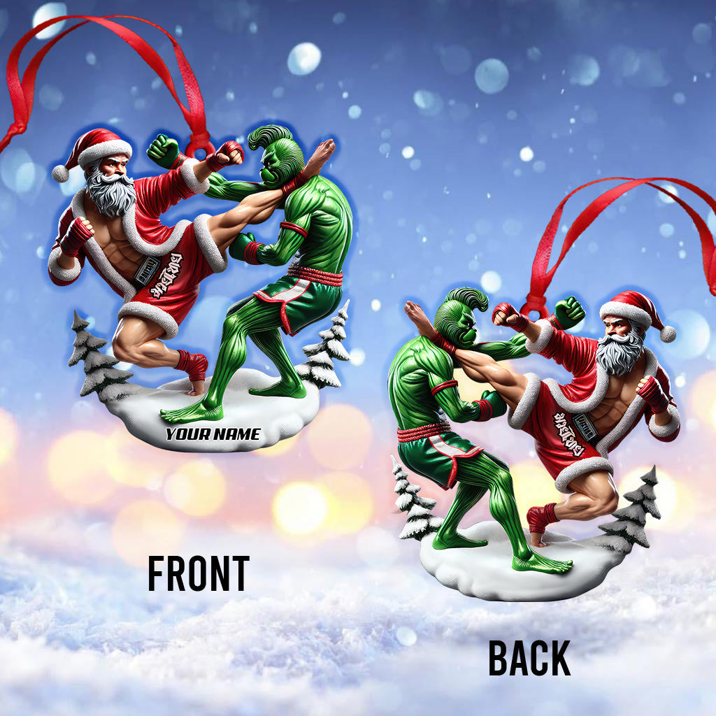 Custom Name Muay Thai Santa Ornament, Christmas Gift for Muay Thai Lover