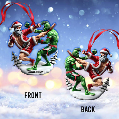 Custom Name Muay Thai Santa Ornament, Christmas Gift for Muay Thai Lover