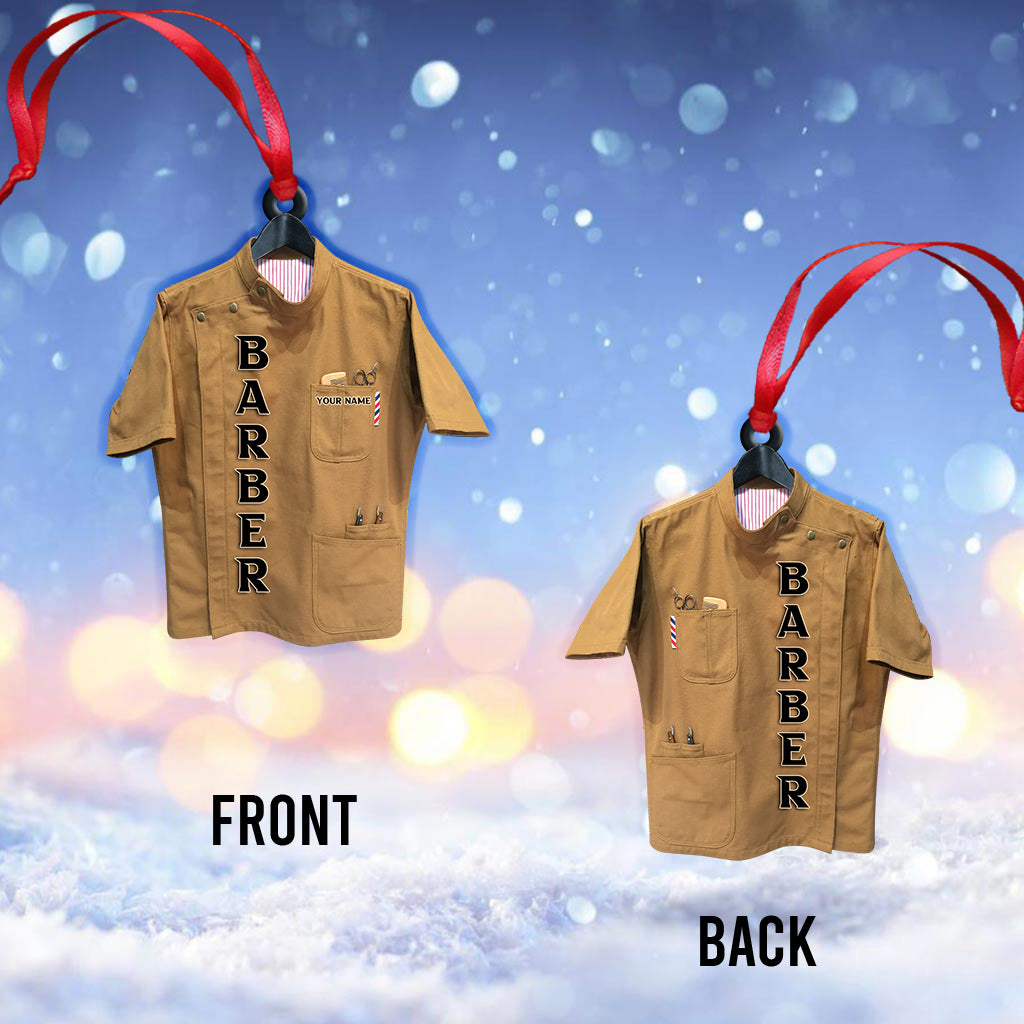 Custom Name Barber Ornament, Christmas Decoration for Barber Shop