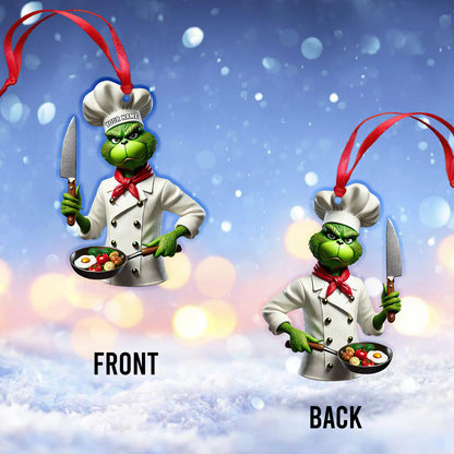 Custom Name Chef Grinch Ornament, Christmas Gift for Cooking Lover