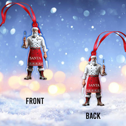 Custom Name Chef Santa Ornament, Christmas Gift for Cooking Lover