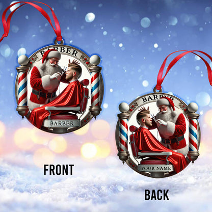 Custom Name Barber Ornament, Christmas Decoration for Barber Shop