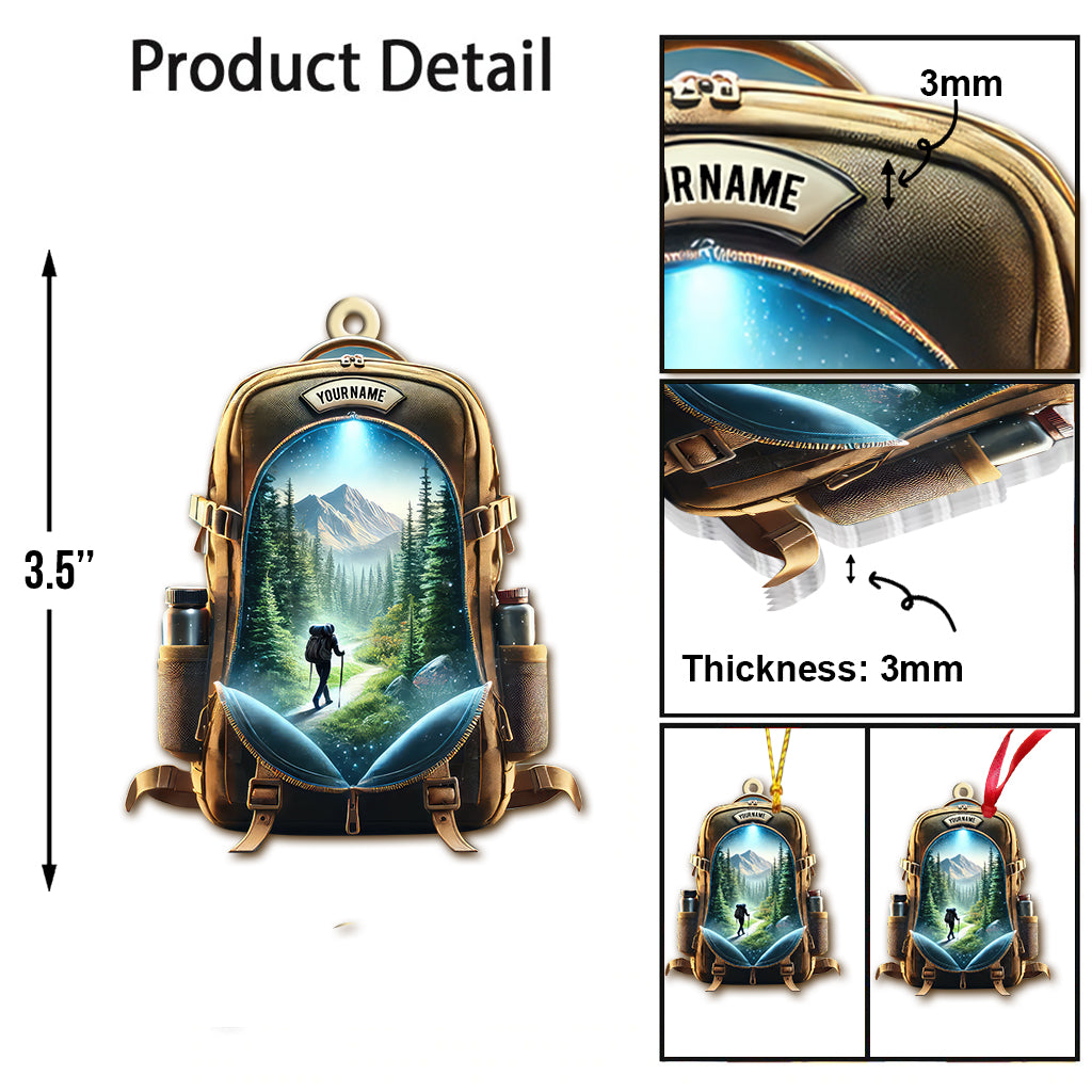 Custom Name Hiking Christmas Ornament, Christmas Gift for Hiking Lover