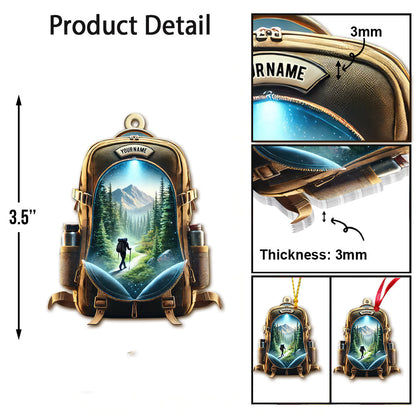 Custom Name Hiking Christmas Ornament, Christmas Gift for Hiking Lover