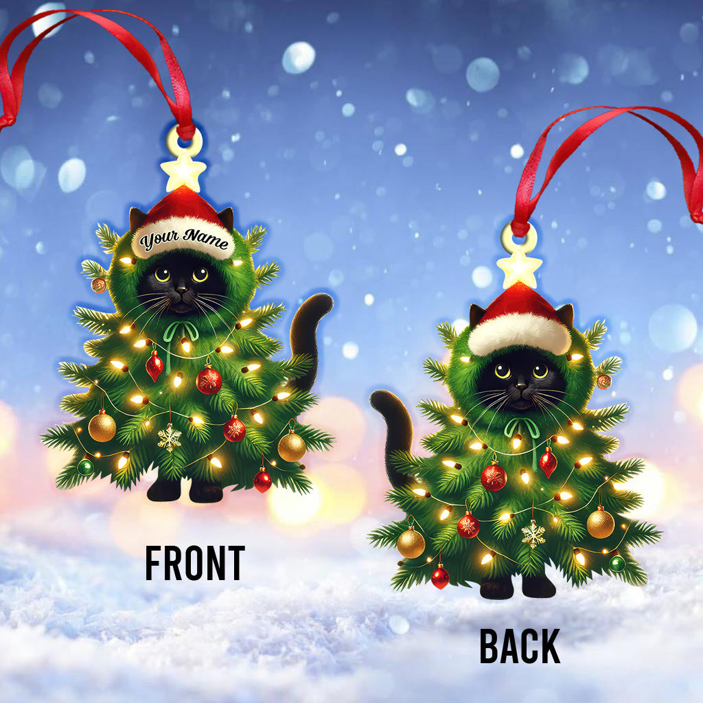 Custom Name Cat Christmas Tree Ornament, Cat Christmas Gift