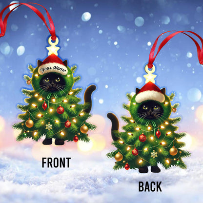 Custom Name Cat Christmas Tree Ornament, Cat Christmas Gift