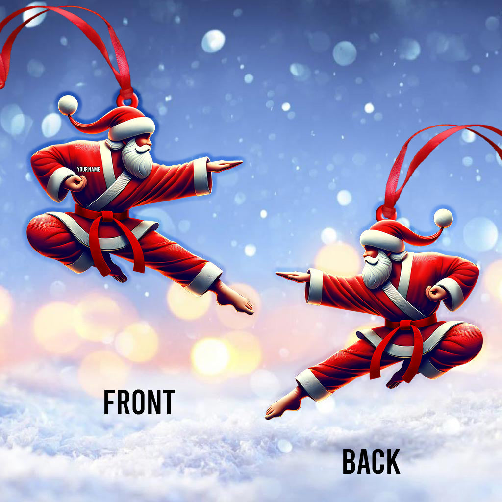 Custom Name Santa Karate Ornament, Christmas Gift for Karate Lover