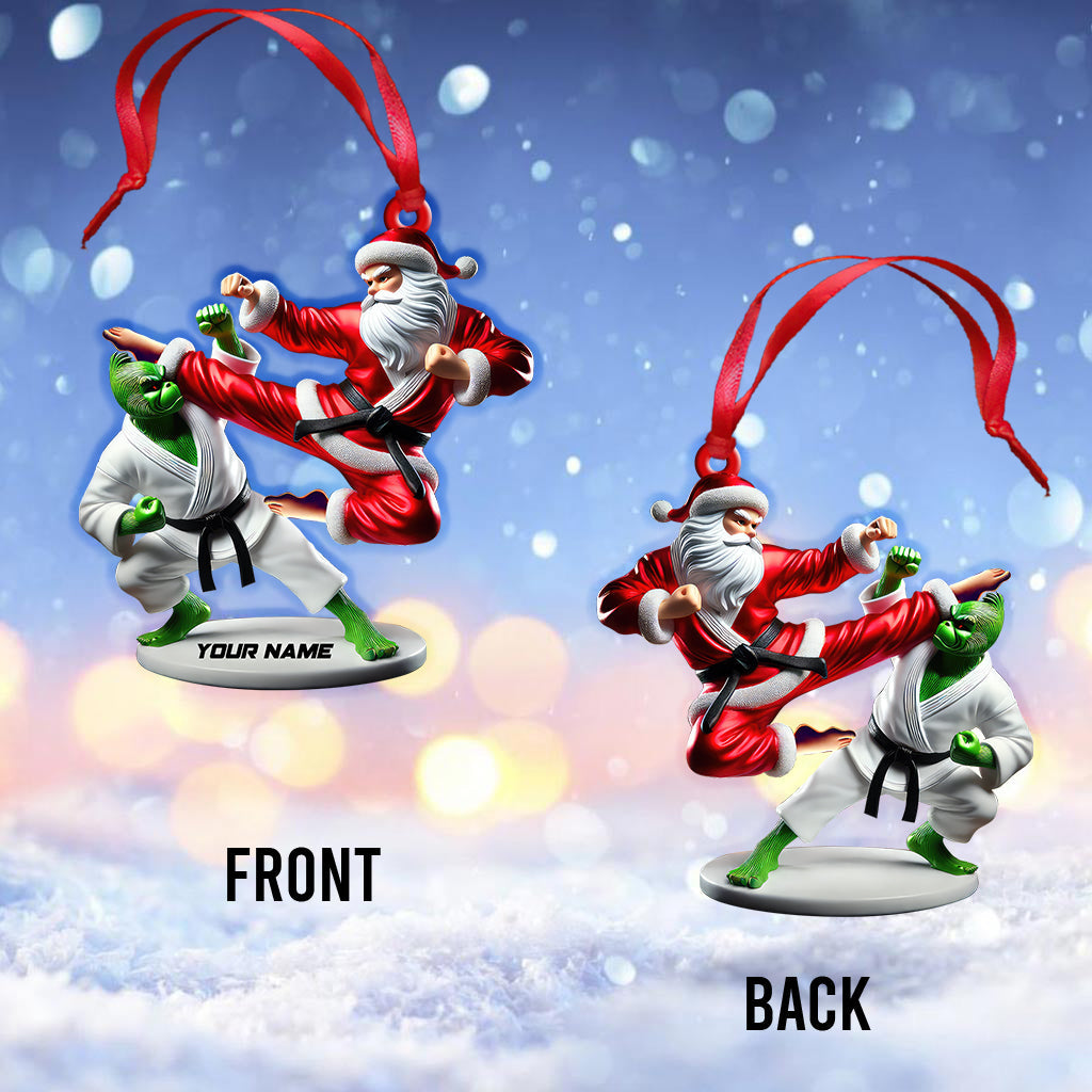 Custom Name Santa Karate Ornament, Santa Karate Christmas Gift