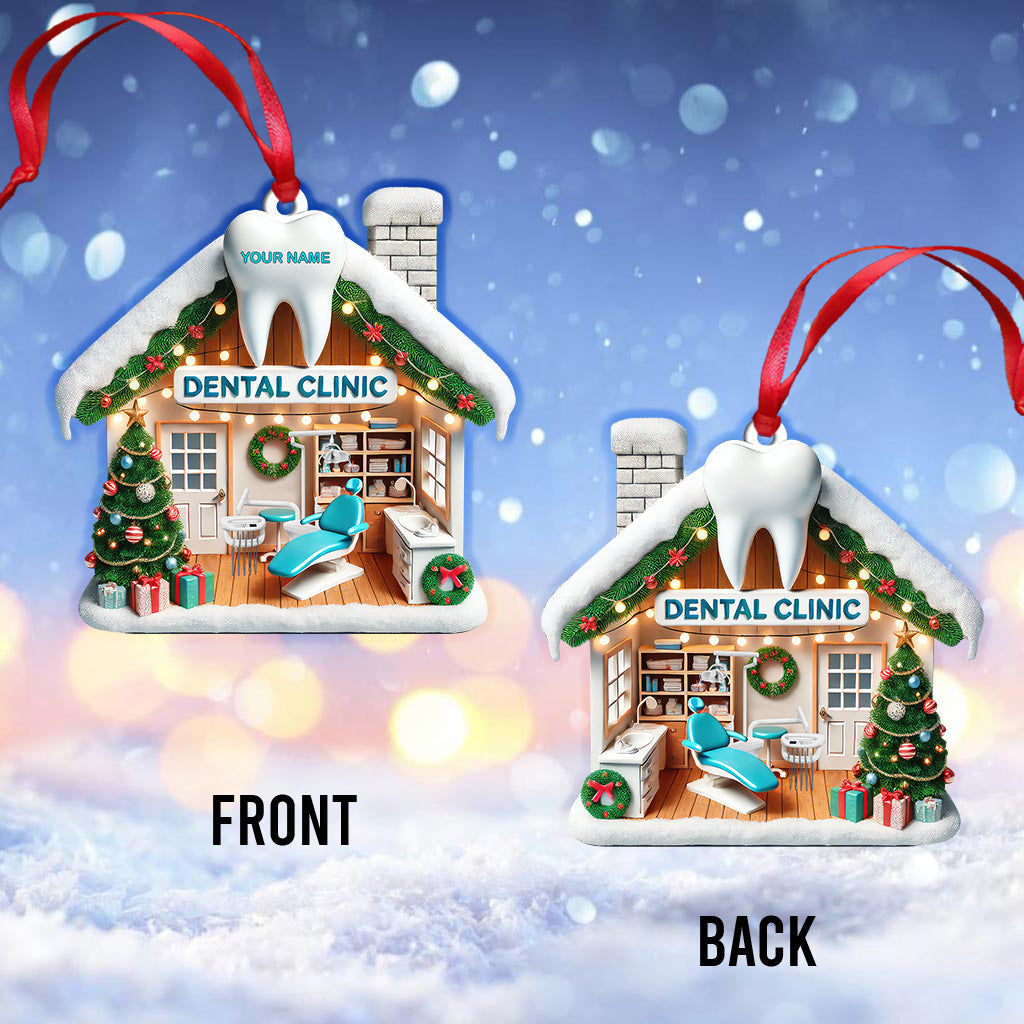 Custom Name Dental Clinic Ornament, Christmas Gift for Dentist