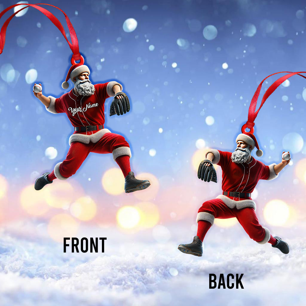 Custom Name Baseball Santa Ornament, Baseball Lover Christmas Gift