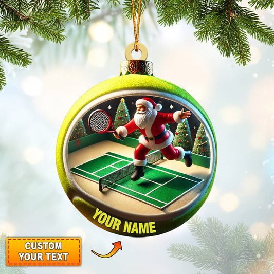 Tennis Santa Decor Christmas Ornament, Personalized Ornament