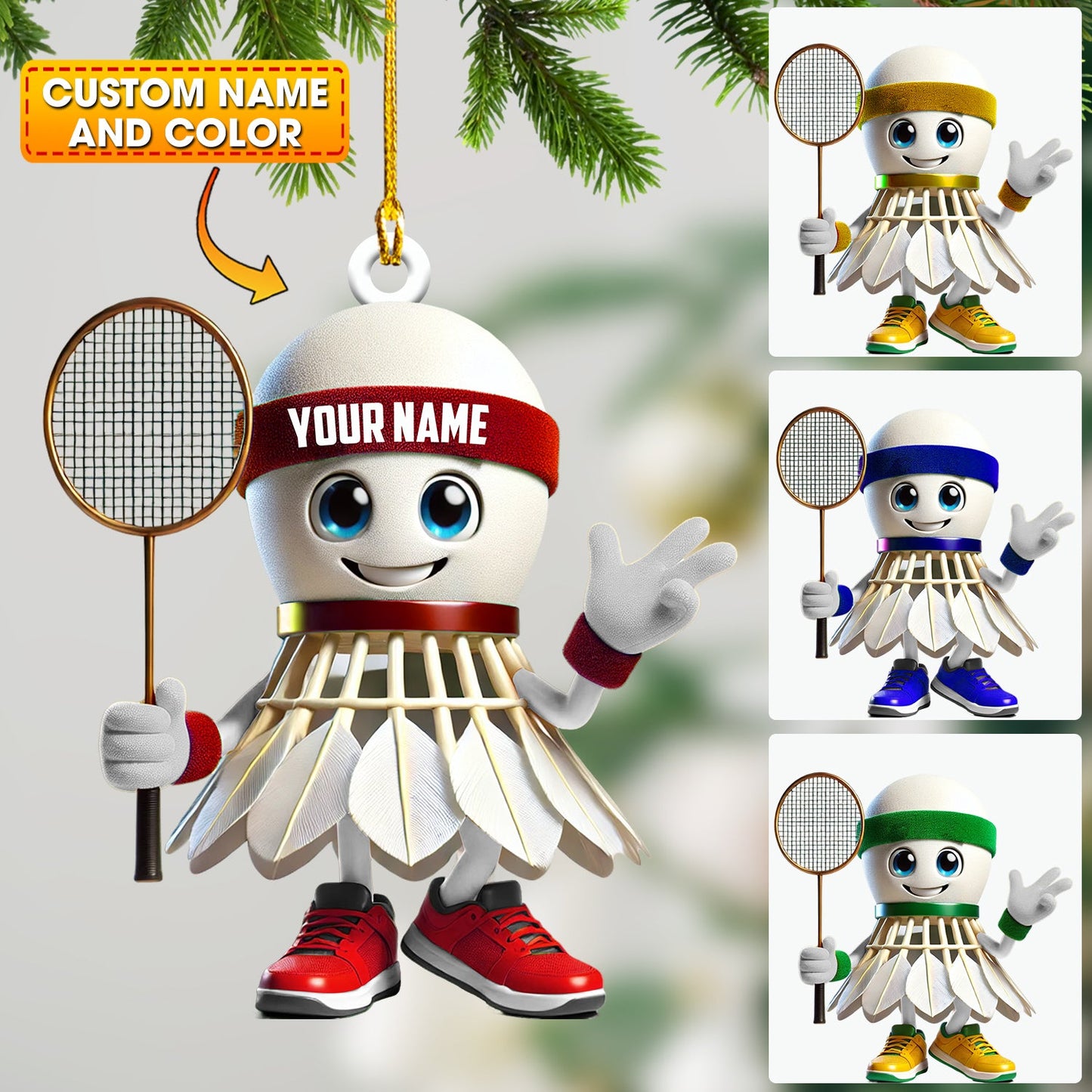 Badminton Christmas Ornament, Personalized Ornament