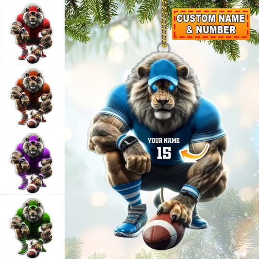 Custom Name and Number Rugby Football Ornament, Rugby Football Lover Christmas Gift