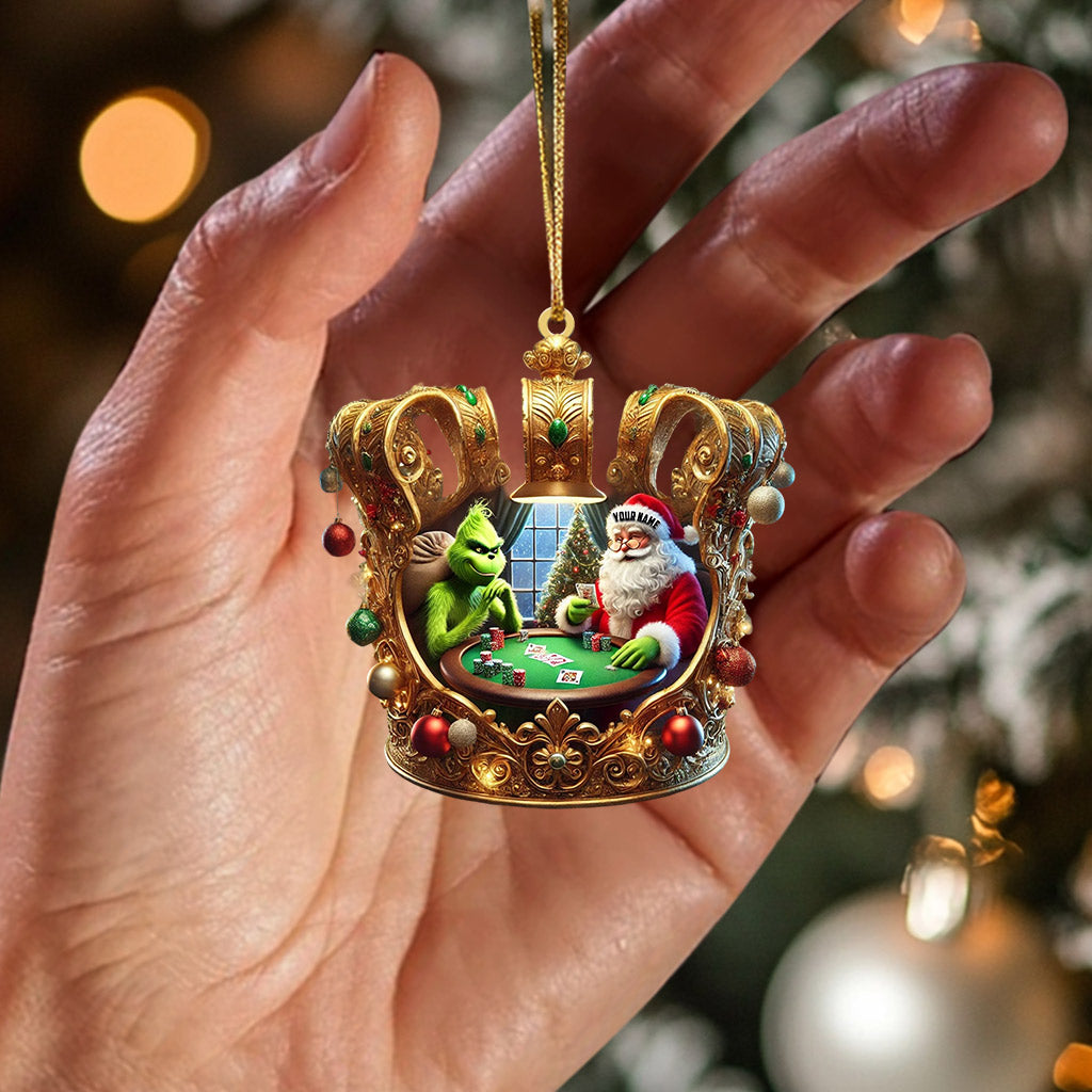 Poker King Santa Home Decor Christmas Ornament, Personalized Ornament