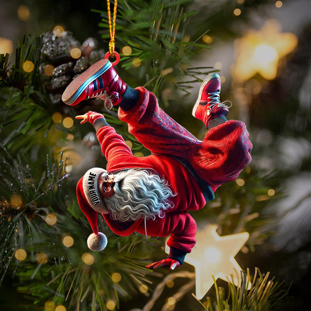 Break Dance Santa Home Decor Christmas Ornament, Personalized Ornament