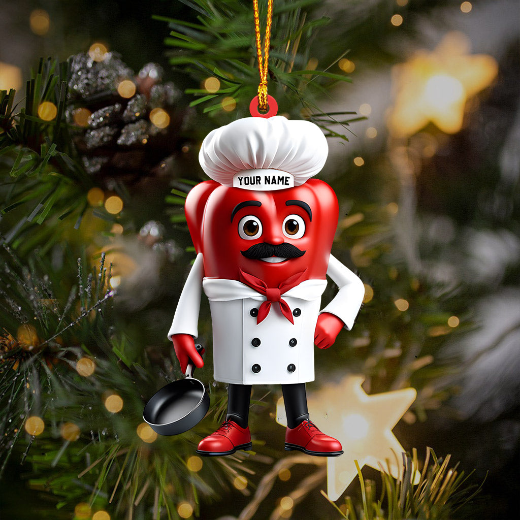 Bell Pepper Chef Decor Christmas Ornament, Personalized Ornament