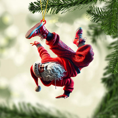 Break Dance Santa Home Decor Christmas Ornament, Personalized Ornament