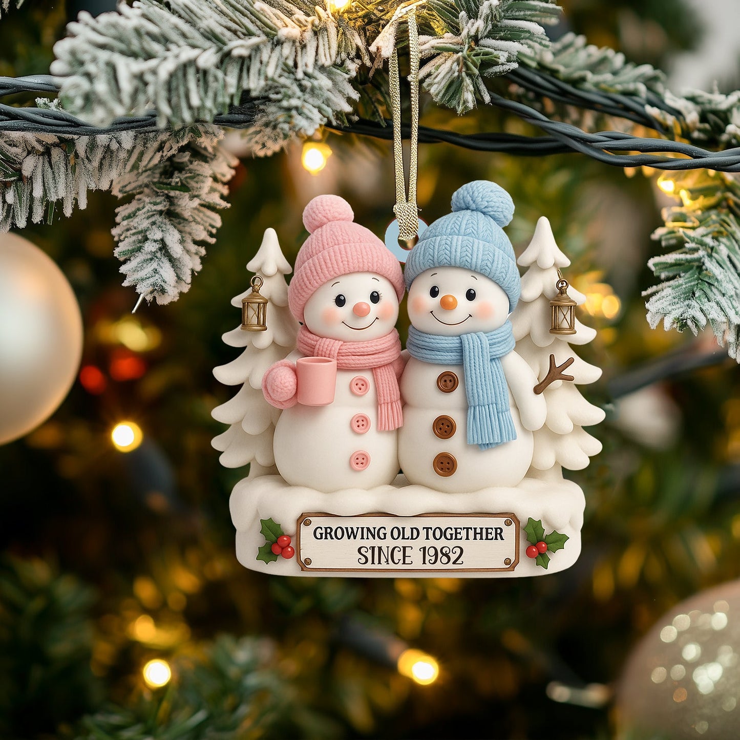 Snowman Couple Christmas, Home Decor, Christmas Ornament, Personalized Ornament