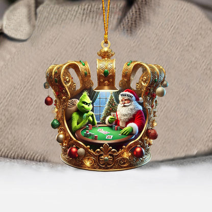 Poker King Santa Home Decor Christmas Ornament, Personalized Ornament